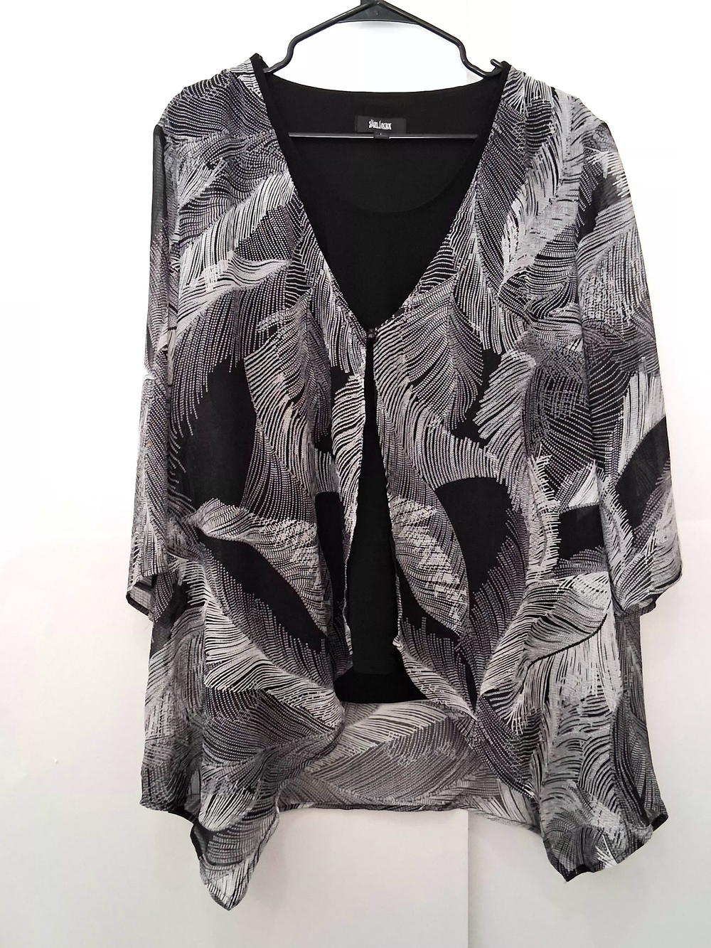 SLIM FACTOR Black White Blouse Size Large 2 Pieces